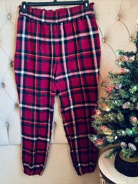 ♦️Biu 2 get 1 Make + Model plaid flannel PJ pajama bottoms raspberry medium M